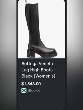 Size 38.5 Bottega Veneta Lug Sole Leather Knee-High Boots Black